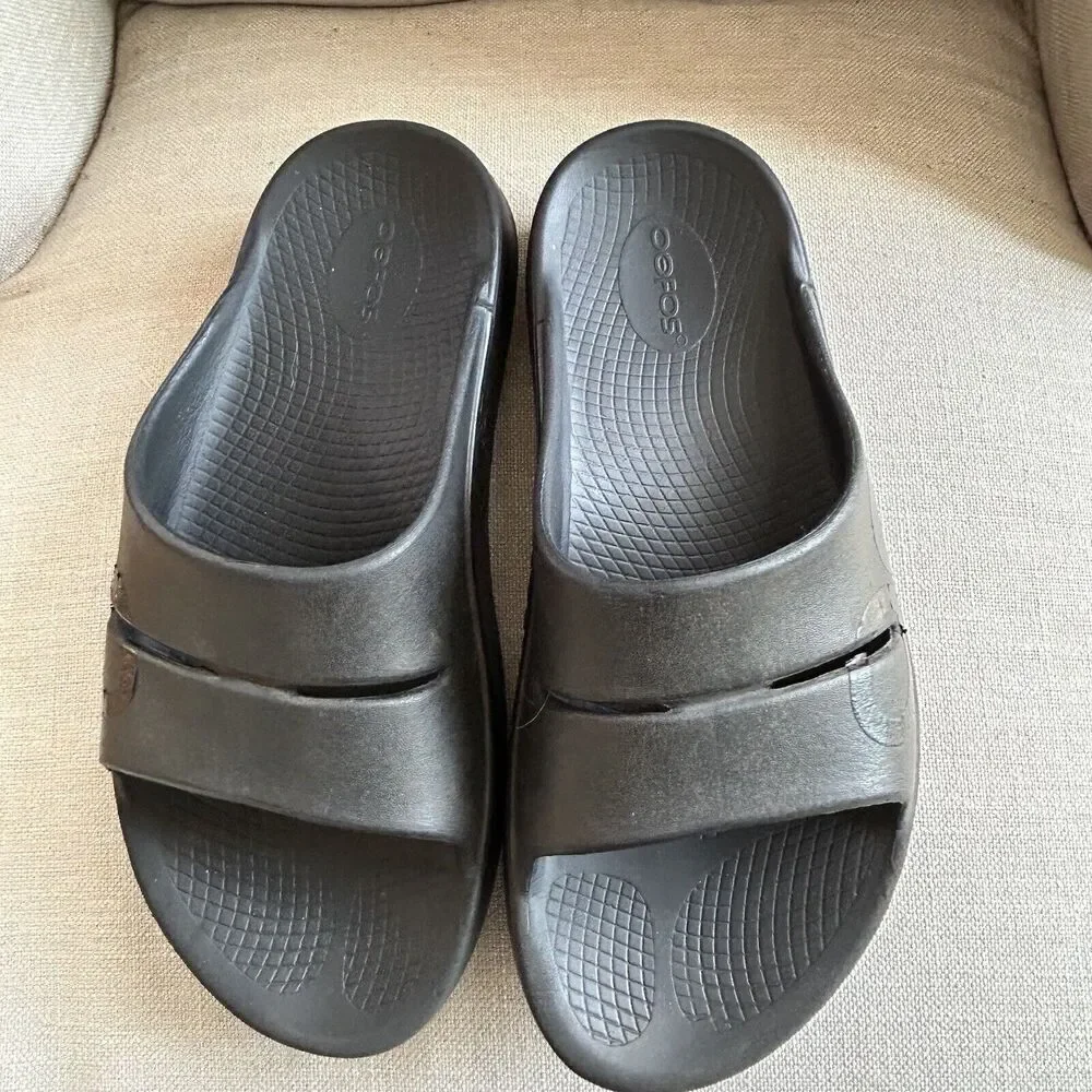 Oofos Original Sandal Slides Size 8 Mens 10 Womens Black Comfort Shoes Outdoor